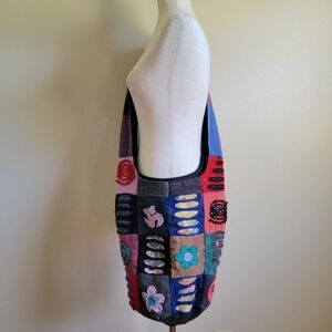 Large Multicolor Patchwork Boho Hobo Bag